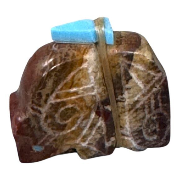 Hand Carved Zuni Signed Gabe Burns GB Animal Fetish Bear Figurine Turquoise - Picture 1 of 9